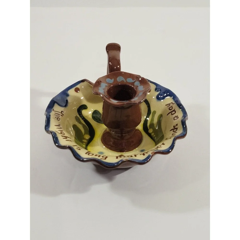 Watcombe Pottery Set Teapot Candle Holder Tray Motto Ware Torquay England